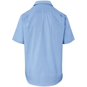 Mens Short Sleeve Micro Check Shirt - Light Blue