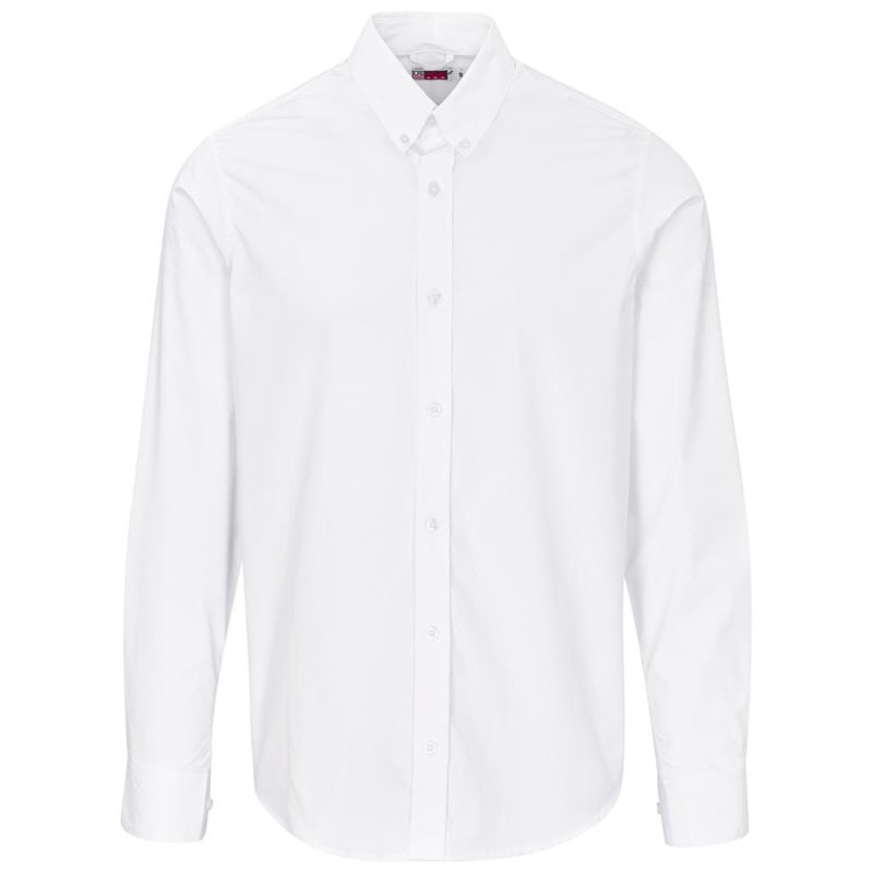 white Mens Long Sleeve Sheffield Stretch Shirt