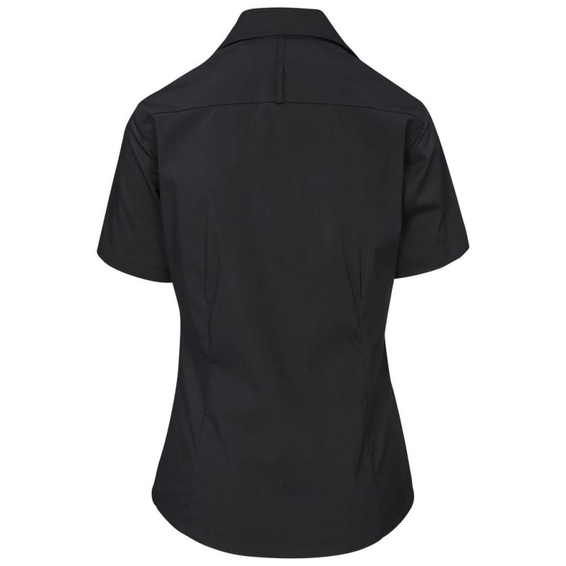 black Ladies Short Sleeve Sheffield Stretch Shirt