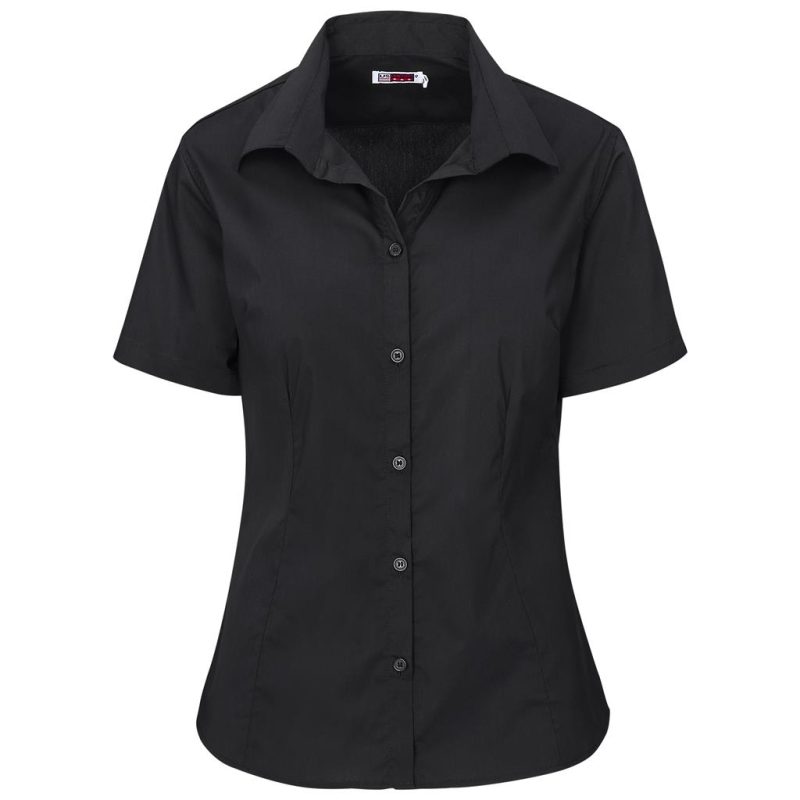black Ladies Short Sleeve Sheffield Stretch Shirt