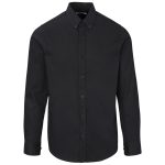 black Mens Long Sleeve Cotton Twill Moderna Shirt