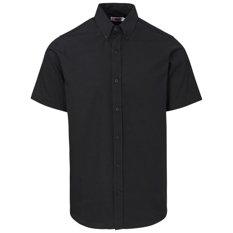 black Mens Short Sleeve Cotton Twill Moderna Shirt