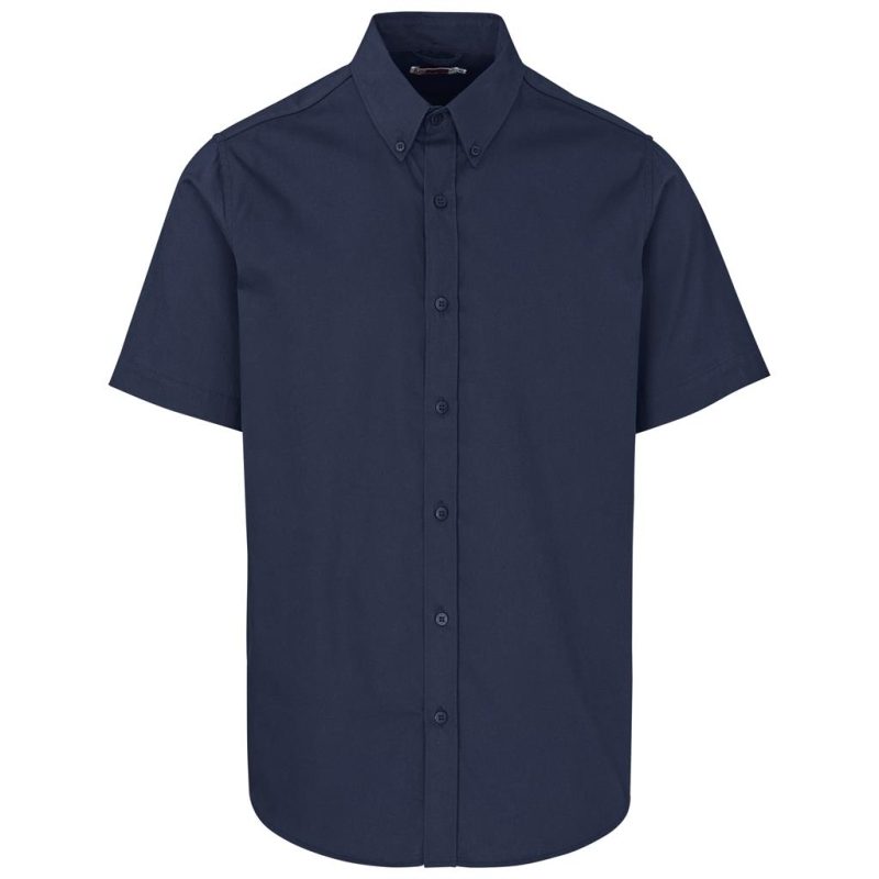 navy Mens Short Sleeve Cotton Twill Moderna Shirt
