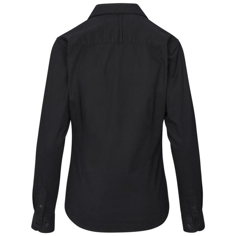 black Ladies Long Sleeve Cotton Twill Moderna Shirt