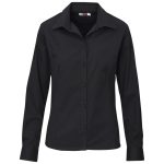 black Ladies Long Sleeve Cotton Twill Moderna Shirt