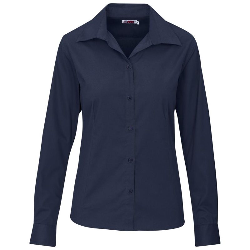 navy Ladies Long Sleeve Cotton Twill Moderna Shirt