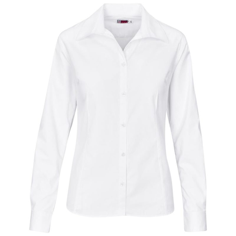 white Ladies Long Sleeve Cotton Twill Moderna Shirt