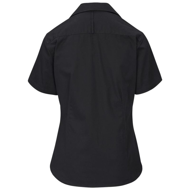black Ladies Short Sleeve Cotton Twill Moderna Shirt
