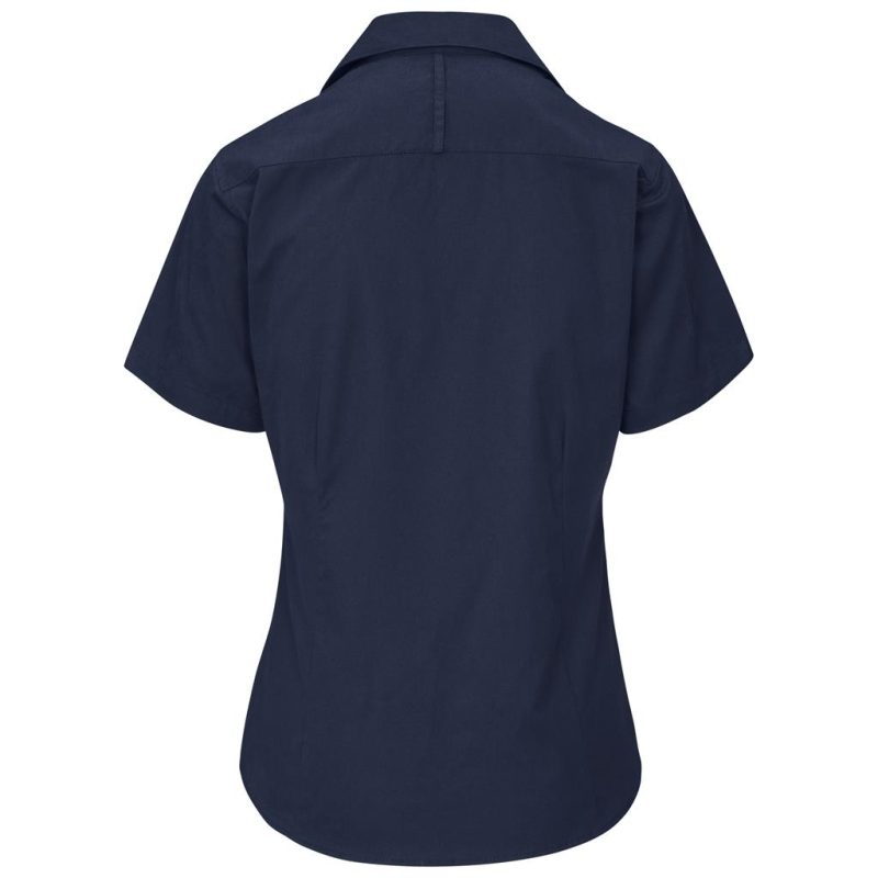 navy Ladies Short Sleeve Cotton Twill Moderna Shirt