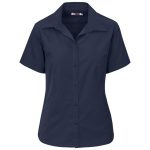 navy Ladies Short Sleeve Cotton Twill Moderna Shirt