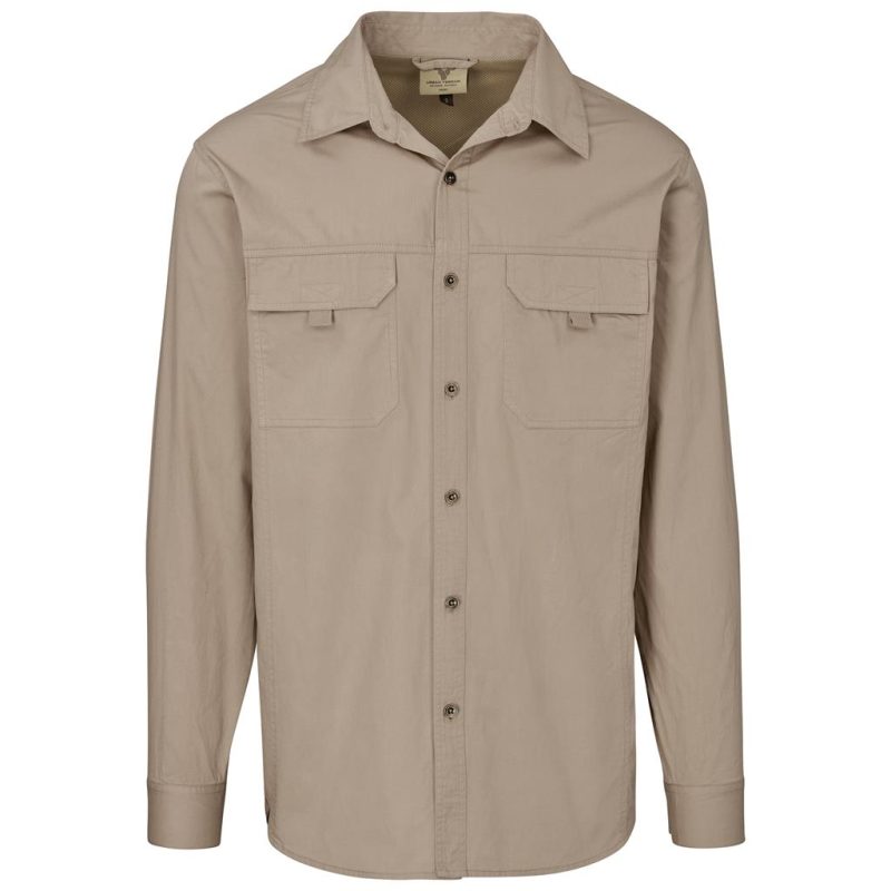 khaki Mens Long Sleeve Mawenzi Twill Shirt