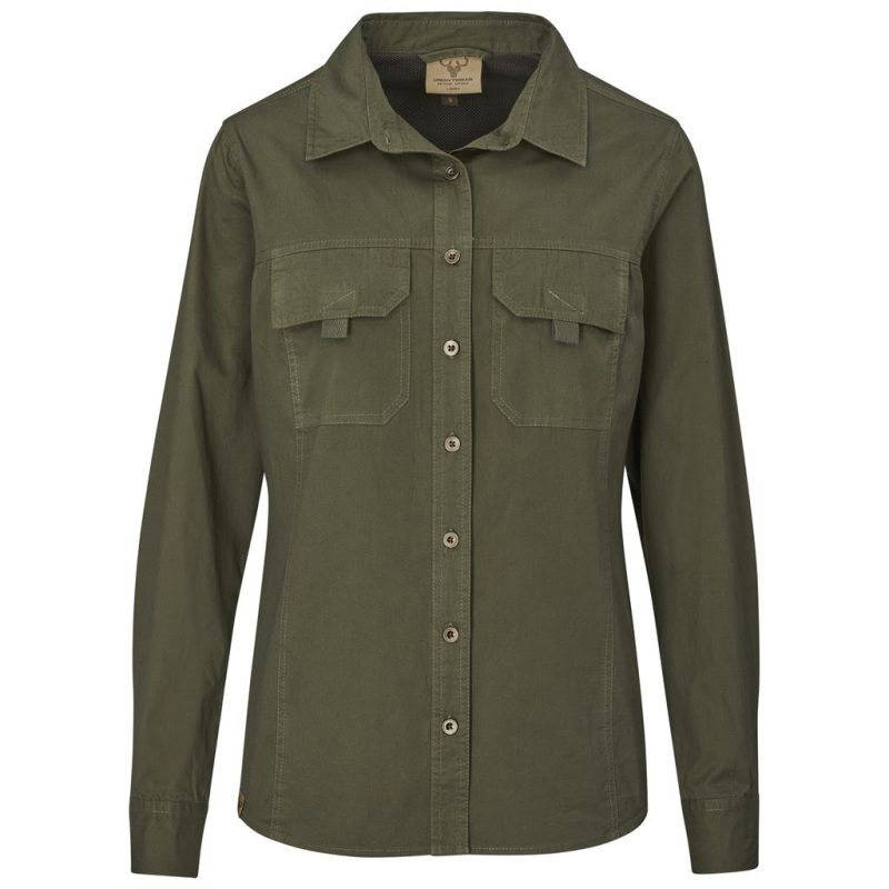 olive Ladies Long Sleeve Mawenzi Twill Shirt