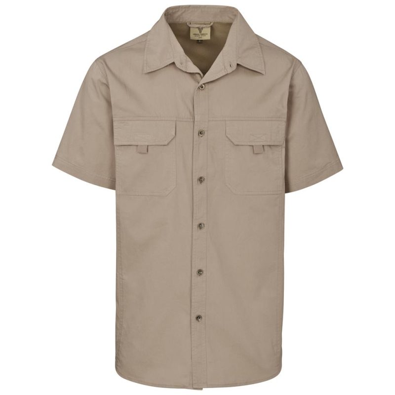 khaki Mens Short Sleeve Mawenzi Twill Shirt