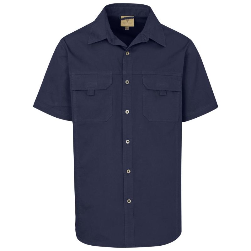 navy Mens Short Sleeve Mawenzi Twill Shirt