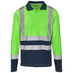 Lime Long Sleeve Surveyor Two-Tone Hi-Viz Golf Shirt
