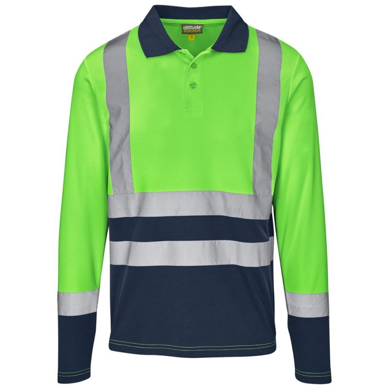 Lime Long Sleeve Surveyor Two-Tone Hi-Viz Golf Shirt