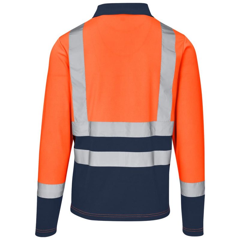 Orange Long Sleeve Surveyor Two-Tone Hi-Viz Golf Shirt