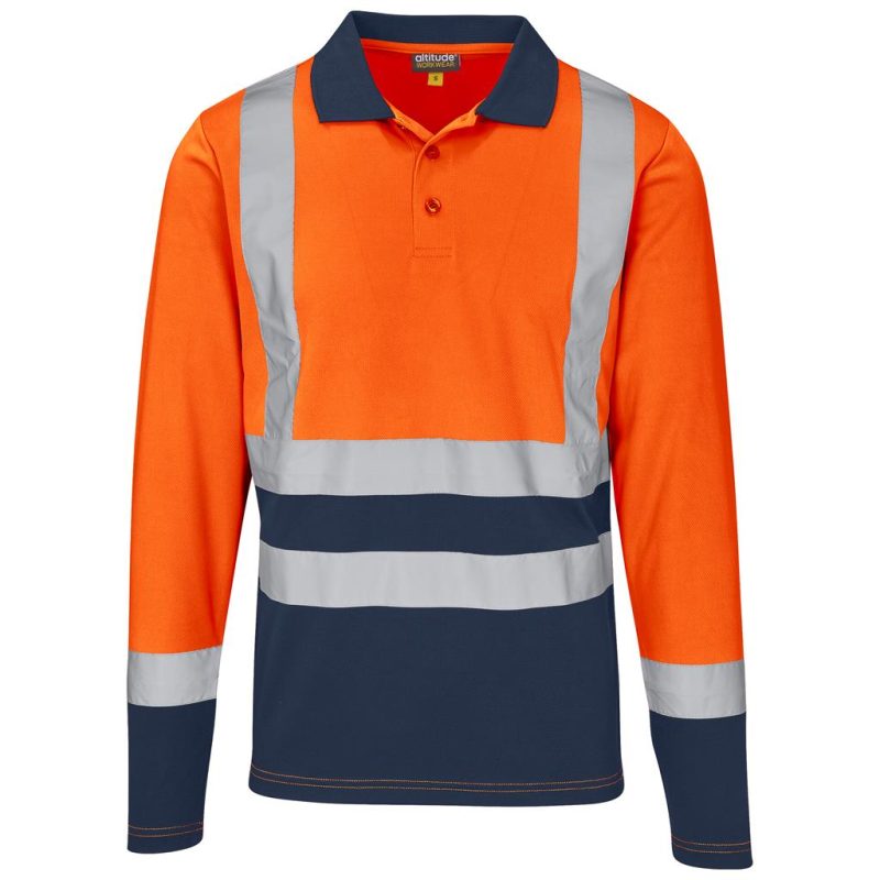 Orange Long Sleeve Surveyor Two-Tone Hi-Viz Golf Shirt