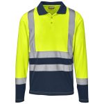 Yellow Long Sleeve Surveyor Two-Tone Hi-Viz Golf Shirt