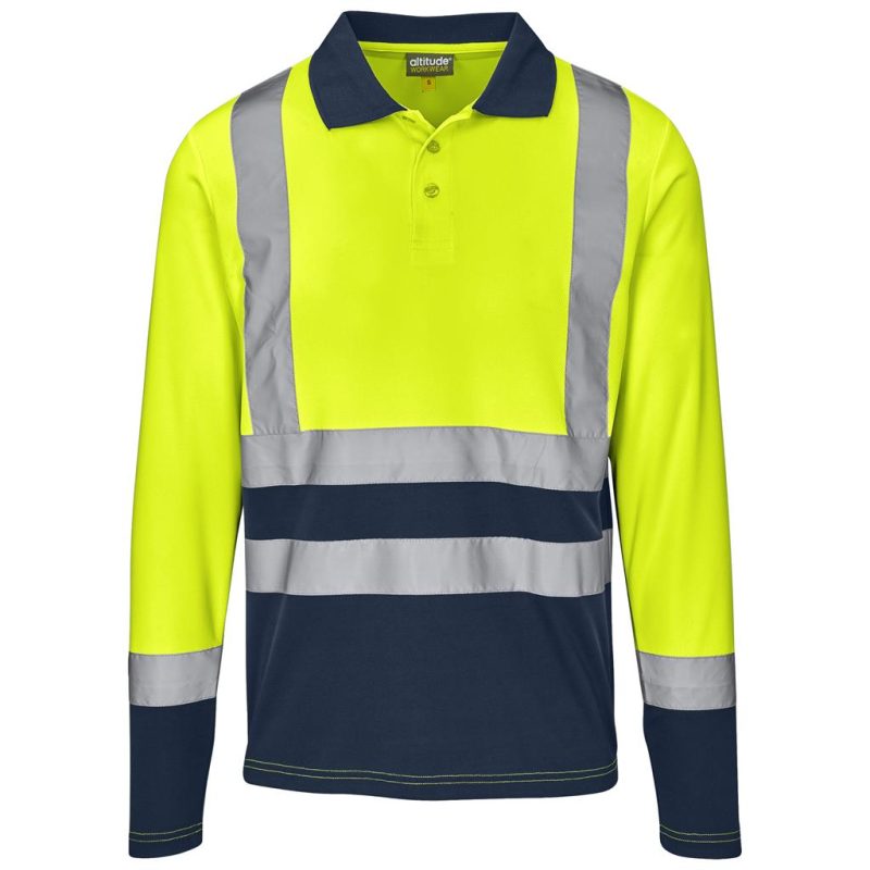 Yellow Long Sleeve Surveyor Two-Tone Hi-Viz Golf Shirt