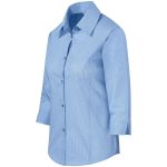 Ladies 3/4 Sleeve Micro Check Shirt - Light Blue additionalClearanceImage