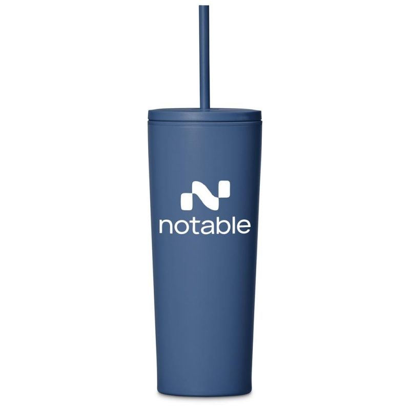 New Blue Kooshty Concorde Stainless Steel & Plastic Double-Wall Tumbler & Straw - 720ml
