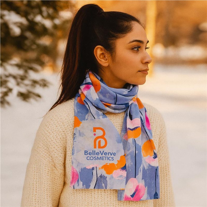 Pre-Printed Hoppla Snuggle Polar Fleece Scarf - Double-Sided Branding lifestyleImagesWithLogos