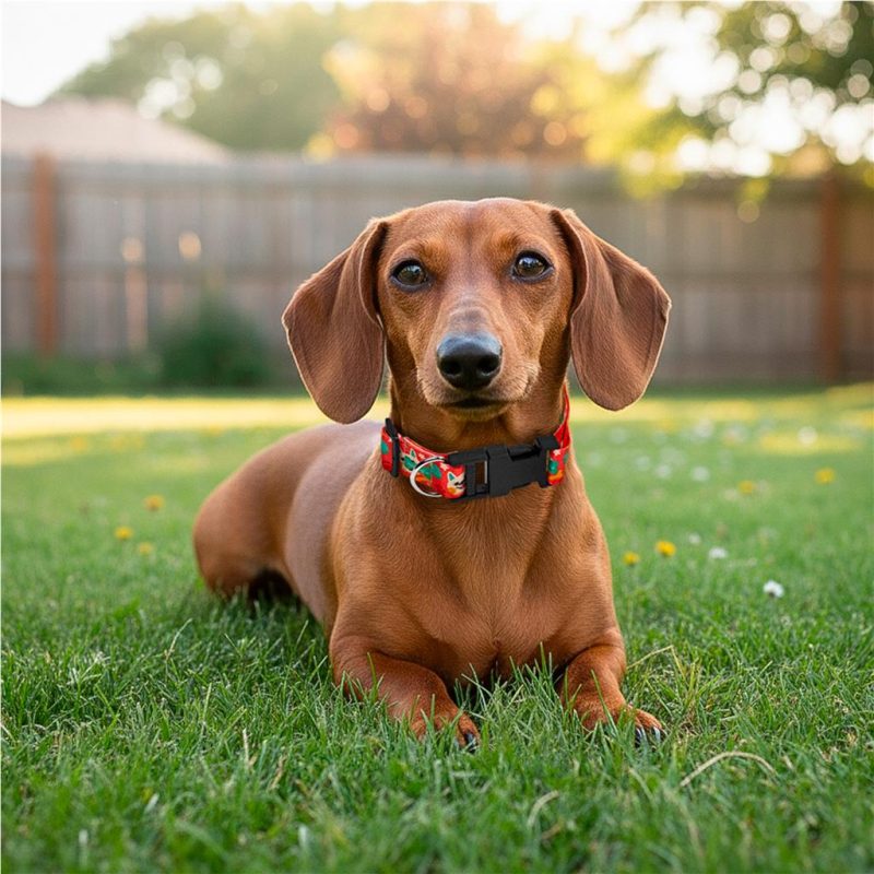 Pre-Printed Sample Hoppla Rambo Polyester Dog Collar lifestyleImagesWithLogos