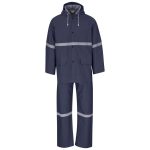 Light Duty Tornado Hi-Viz Reflective Rubberised Rainsuit - Navy WR-AL-7-F-N-5XL Navy Light Duty Tornado Hi-Viz Reflective Rubberised Rainsuit - Navy