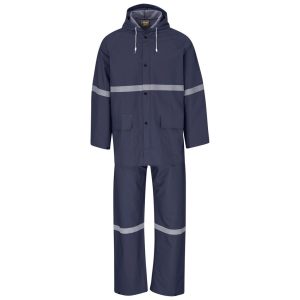 Navy Light Duty Tornado  Hi-Viz Reflective  Rubberised Rainsuit - Navy