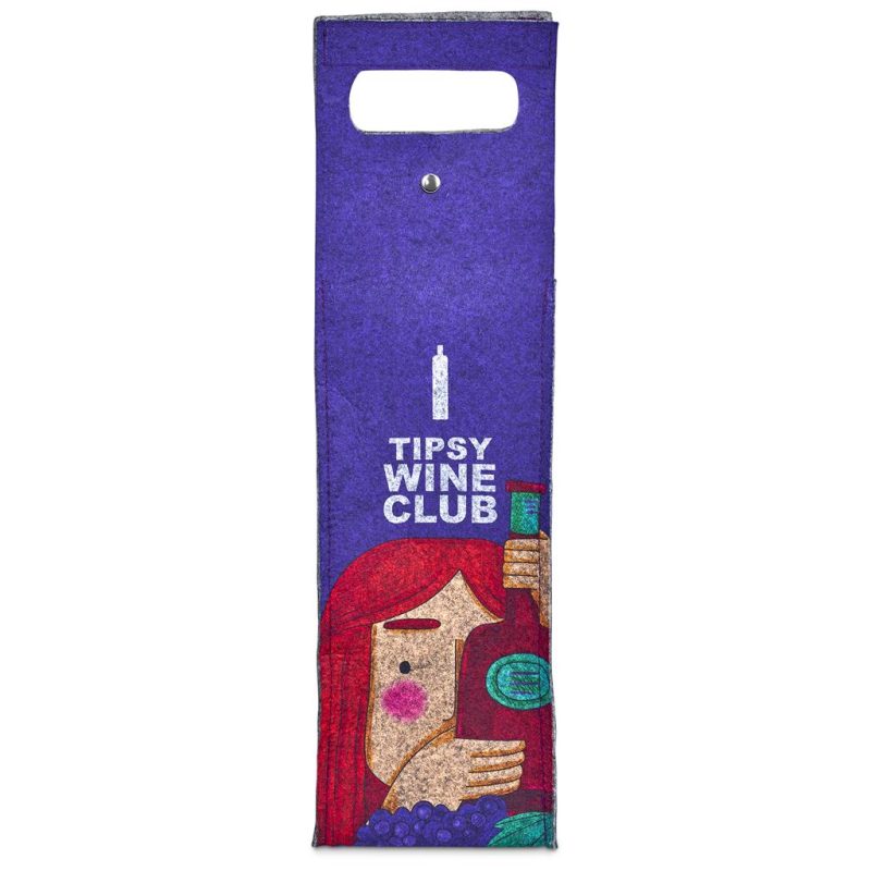 Hoppla Velto RPET Felt Single Wine Bottle Carrier