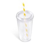 Malibu Double-Wall Plastic Tumbler & Straw - 470ml - Yellow